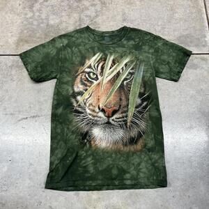 vintage the mountain tiger green nature animal tie dye green shirt size small
